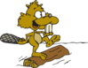 Beaver On Log Clip Art