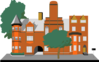 Cartoon Building With Trees Clip Art