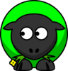 Green Sheep Looking Right Clip Art