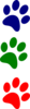 Paws Red Blue Green Straight Clip Art